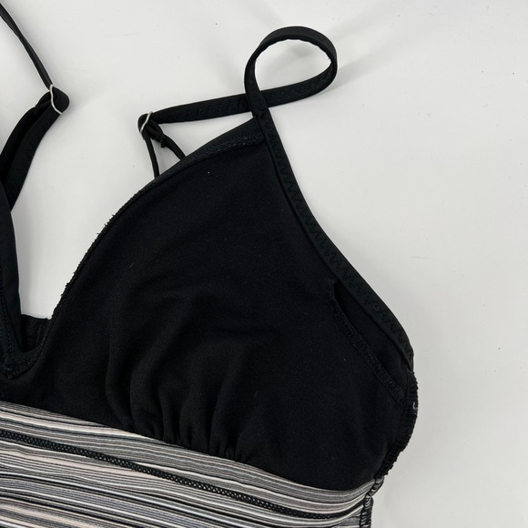 Athleta Women‎ M Veracruz Stripe Tankini Top Black White Tan Wireless Swim Pool - Picture 4 of 8